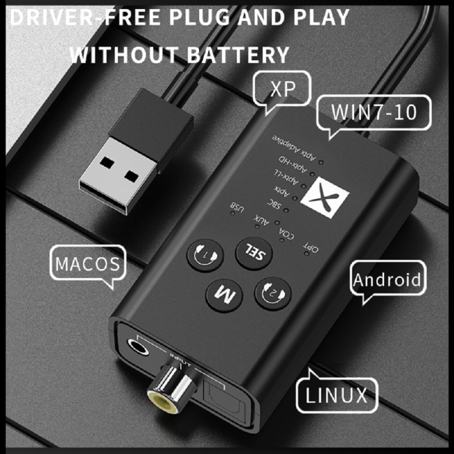 Bộ Truyền Tín Hiệu Bluetooth 5.2 Hỗ Trợ Âm Thanh Aux 2 Trong 1 Aptx