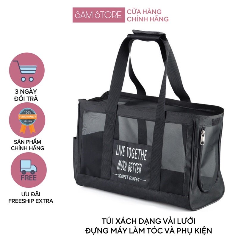 Túi xách dạng vải lưới đựng máy làm tóc và phụ kiện rộng rãi, nhẹ nhàng Live Togethe much better