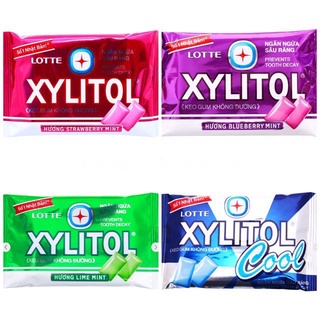 VỈ KẸO CAO SU LOTTE XYLITOL ĐỦ 4 VỊ KẸO