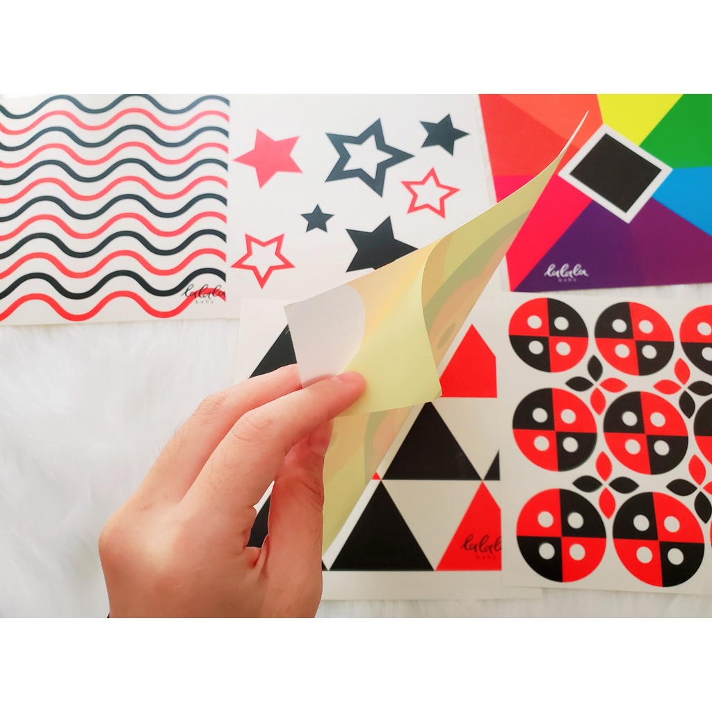 Thẻ Decal Dán Tường Kích Thích Thị Giác Cho Trẻ Sơ Sinh Phương Pháp Montessori - chính hãng Lalala Baby
