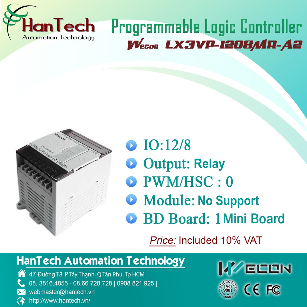 41/ Bộ điều khiển logic có khả năng lập trình (PLC) Wecon LX3VP-1208MT-A2 [HanTech Automation Technology]