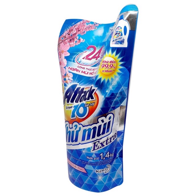 NƯỚC GIẶT ATTACK KHỬ MÙI 1,4kg/1.2L giá bìa 89k mùi ngẫu nhiên