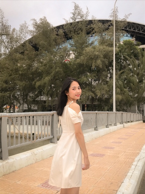 TIEUDESIGN Đầm xoè tay nhún nơ