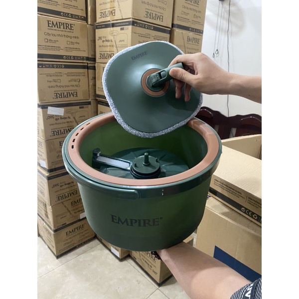 Đánh Sạch Vết Bẩn  Cây, Chổi Lau Nhà Thông Minh EMPIRE Xoay 360 Độ - Miếng Lau Tròn Siêu Thấm Chất Bẩn