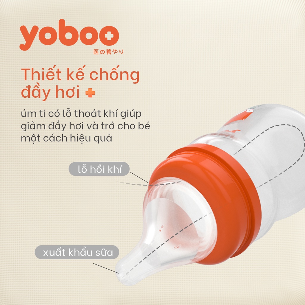 Bình sữa cho bé Yoboo YB-0049 dung tích 160ml 240ml núm ti lệch tâm chất liệu PP chịu nhiệt cao - Hàng chính hãng