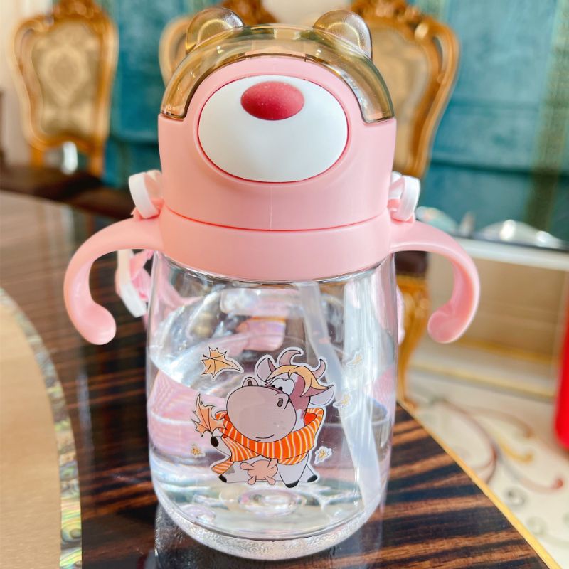 Bình Tập Hút Nhật chia vạch Cho Bé 280ml Tặng kèm dây xách-PC33