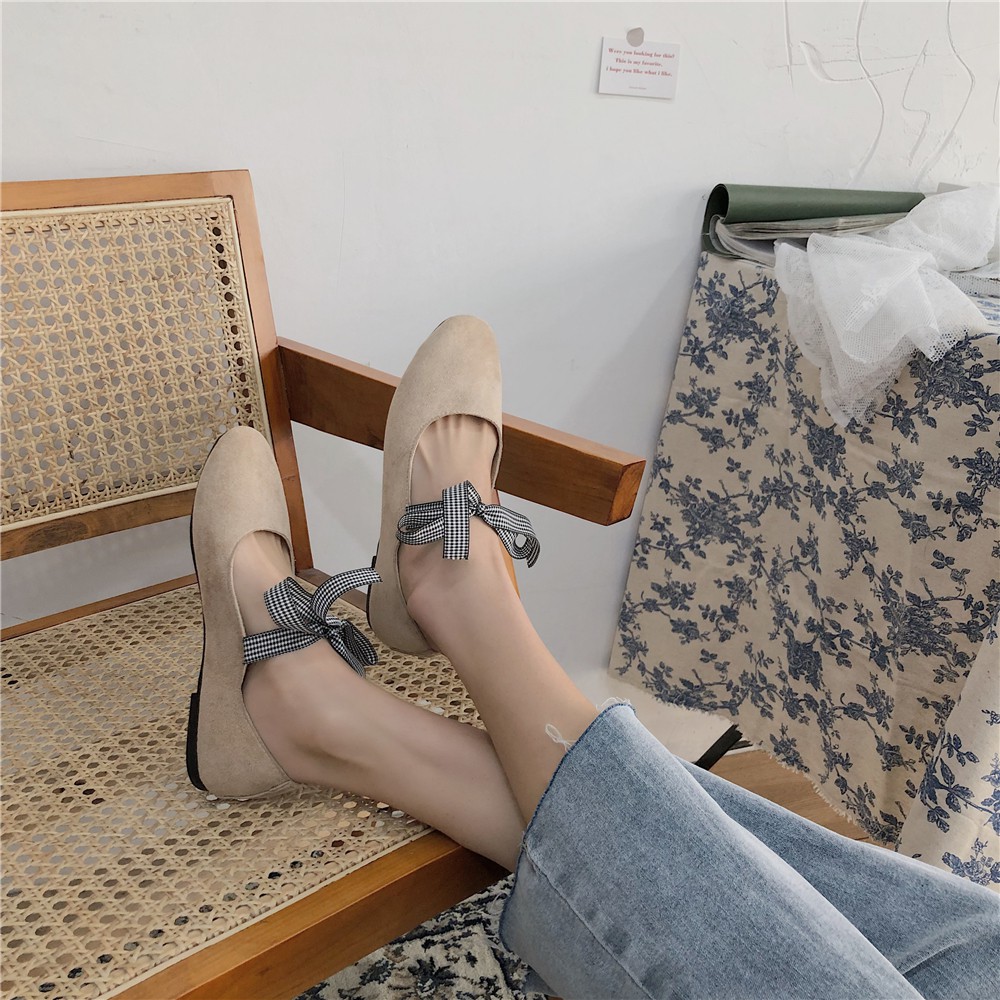 Giày Bệt Búp Bê Nữ Thắt Nơ caro Duyên Dáng | BigBuy360 - bigbuy360.vn