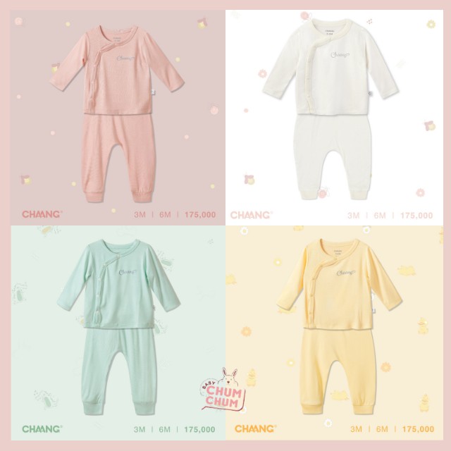 Set Bộ Cotton Dài Cúc Chéo Cho Bé Lake Chaang Babychumchum 0-06M
