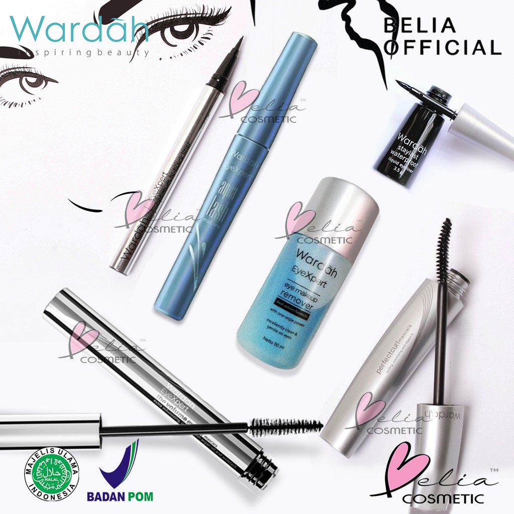 (hàng Mới Về) Bộ Mascara Và Bút Kẻ Mắt Màu Đen Chống Thấm Nước Belia Wardah