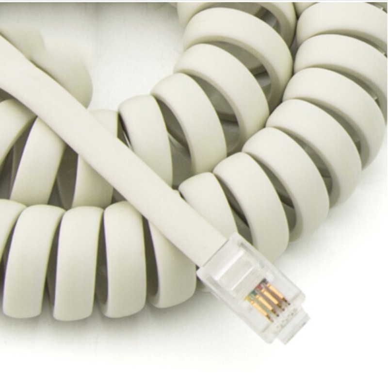 Dây tai nghe cho điện thoại bàn RJ9 2 mét xoắn lò xo - RJ9 cable Telephone