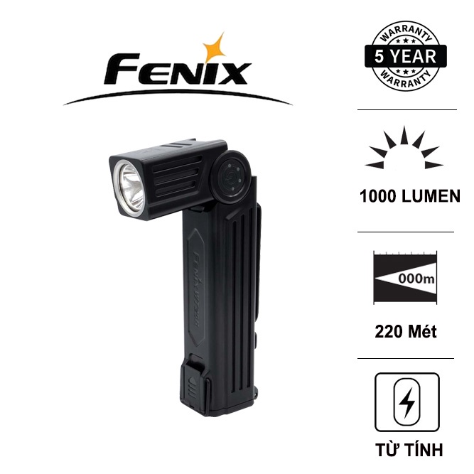 Đèn pin công nghiệp FENIX WT25R sáng 1000 lumen chiếu xa 220m đuôi nam châm pin 18650 3500mAh sạc nam châm