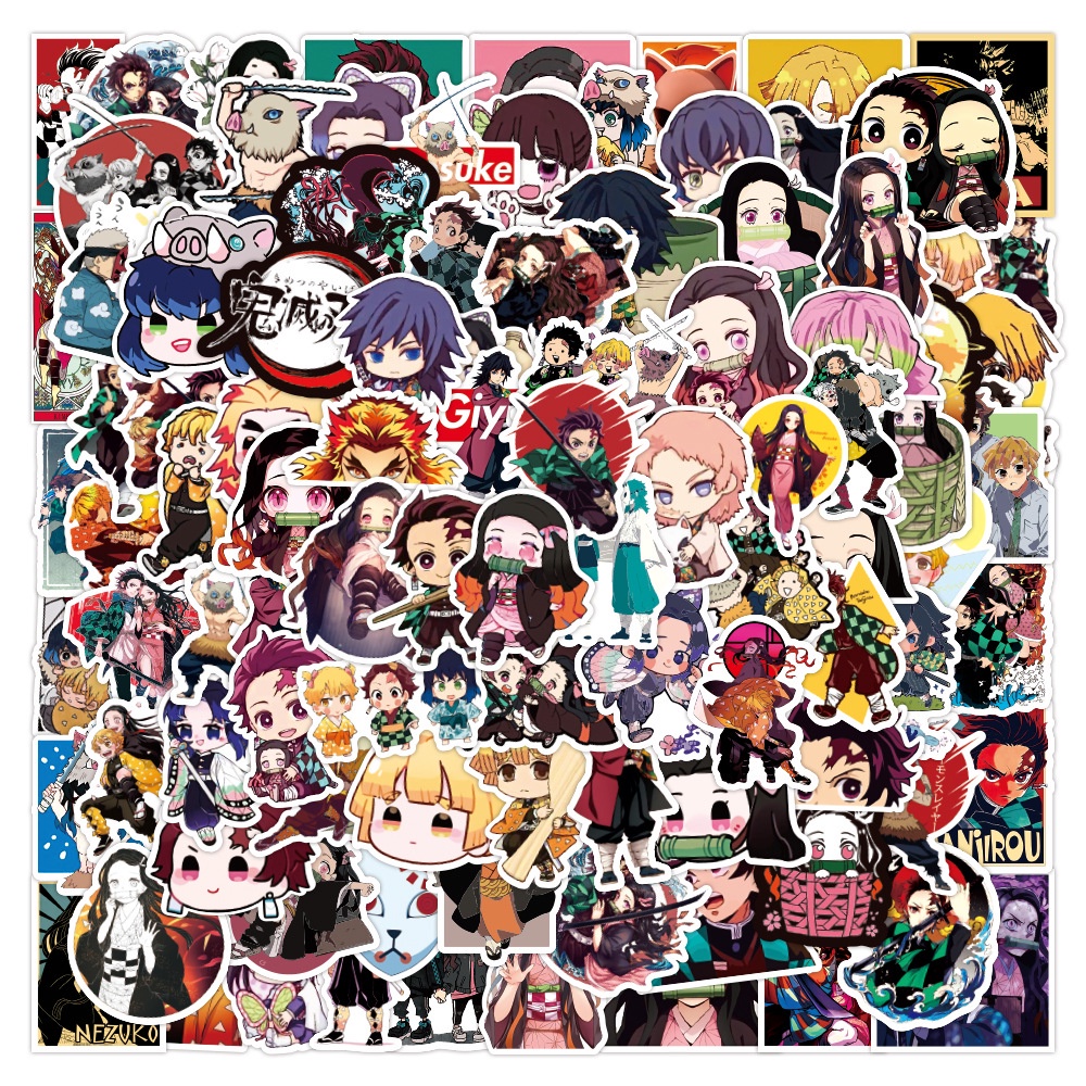 50/ 100/ 200/ 300/ 400 Miếng dán trang trí xe hơi/ ván trượt / xe máy/ xe đạp/ hành lý họa tiết hoạt hình Demon Slayer