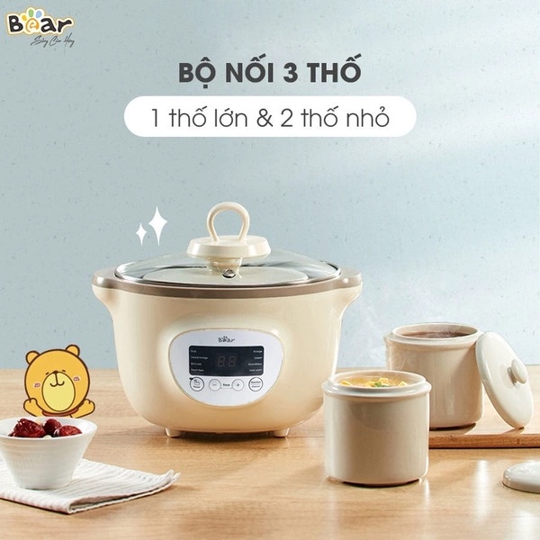 Nồi nấu cháo chậm Bear 1,6L SUBE002 (Bản Quốc tế - BH 18 tháng)