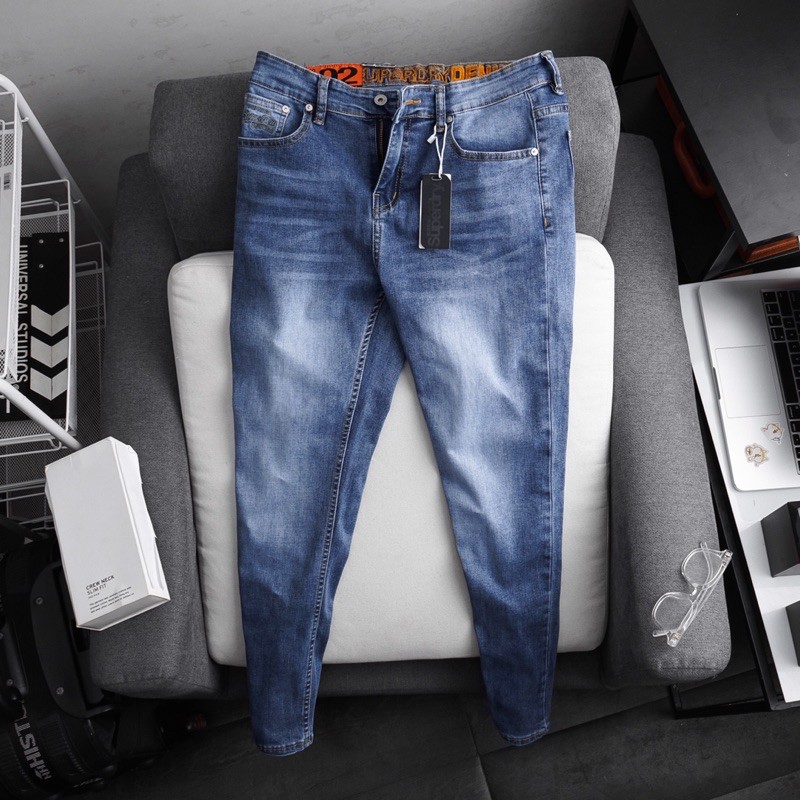Quần jean nam màu xanh ống ôm vừa VNXK slimfit 3 màu | BigBuy360 - bigbuy360.vn