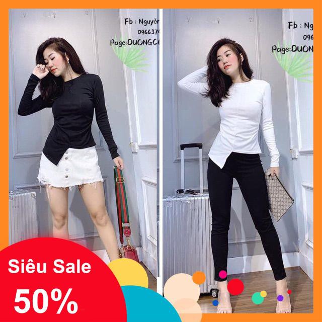 Áo thun nữ dúm eo xẻ gấu A40 ( hình thật)