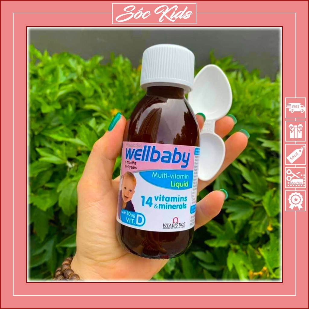 [DATE 2023] Vitamin Tổng Hợp WellBaby Multi Vitamin Liquid - CHUẨN ANH | MẪU MỚI | CHAI 150ML | SÓC KIDS