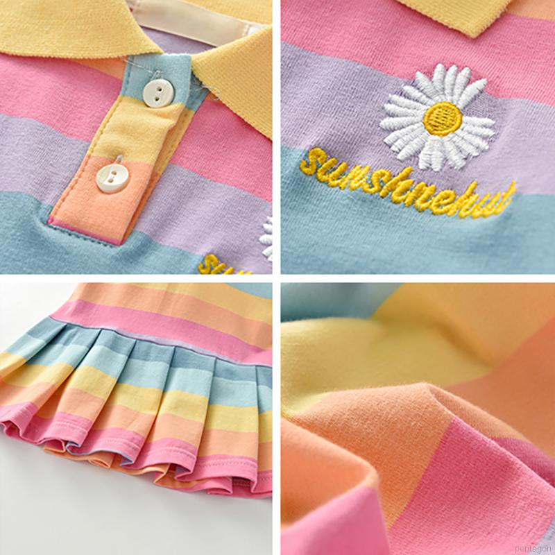 Đầm tay ngắn hoạ tiết hoa cúc đáng yêu cho bé