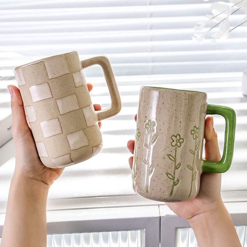 Cốc Uống Nước Bằng Sứ Cao Cấp Kèm Muỗng Phong Cách Bắc Âu