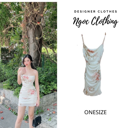 Đầm 2s kiểu ngắn ôm hoa nền trắng quyến rũ, sang trọng, vintage HOT