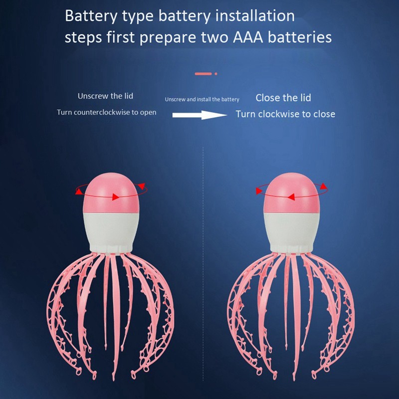 (Hàng Mới Về) Máy Mát Xa Da Đầu Hình Bạch Tuộc Màu Hồng Giúp Giảm Căng Thẳng