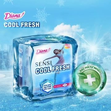 BVS Diana Cool Fresh Siêu Mỏng Cánh - Băng Vệ Sinh Diana SenSi Cool Fresh Siêu Mỏng Cánh 8 Miếng/Gói Và 20 Miếng/Gói