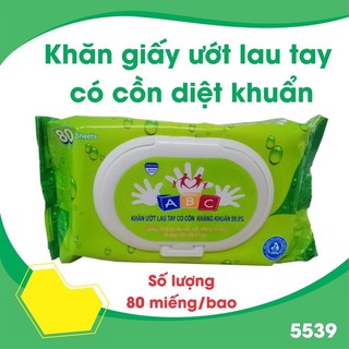 Khăn ướt có cồn abc kháng khuẩn gói 80 tờ