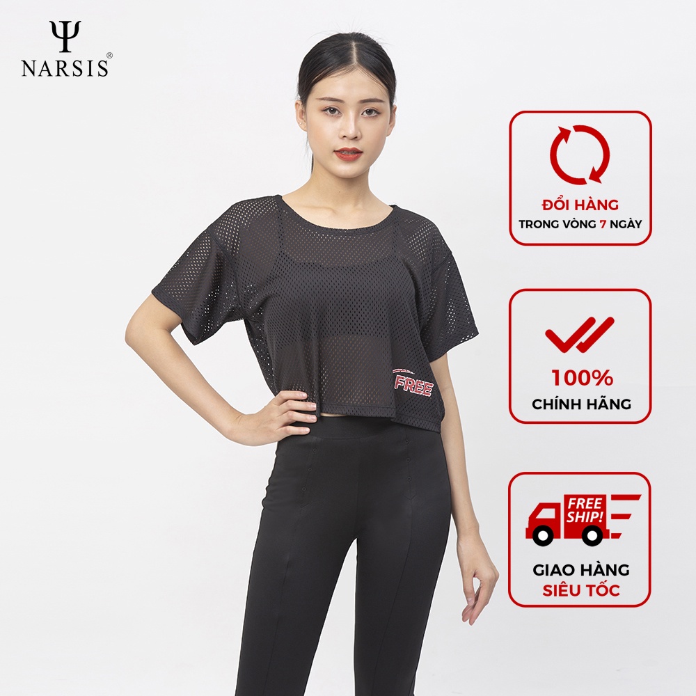 Áo tập nữ lưới Narsis L0010 màu đen