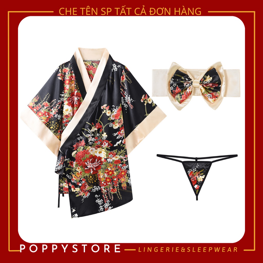Áo choàng ngủ KIMONO kèm lọt khe ⚡𝐒𝐄𝐗𝐘 + CHE TÊN SẢN PHẨM⚡ Áo ngủ lụa mềm - mát - sang chảnh. Phong cách Nhật Bản
