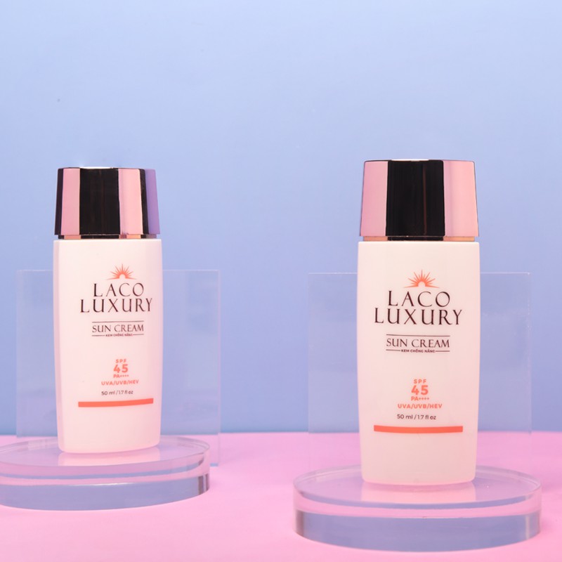 Kem chống nắng vật lý và hoá học Laco Luxury Sun Cream lên Tone, Không Nhờn, Kiềm Dầu + 1 bông tẩy trang Lameila