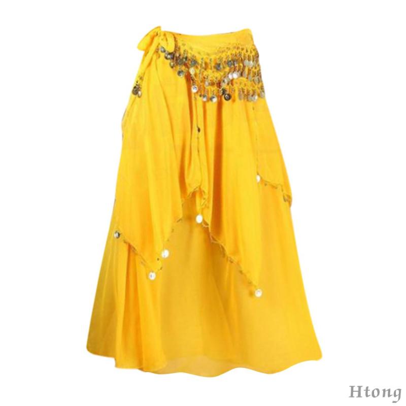 Chân Váy Múa Bụng Xẻ Tà Kiểu Phương Đông Kèm Khăn Choàng Ôm Hông Dùng Để Biểu Diễn Múa Bụng Cho Nữ