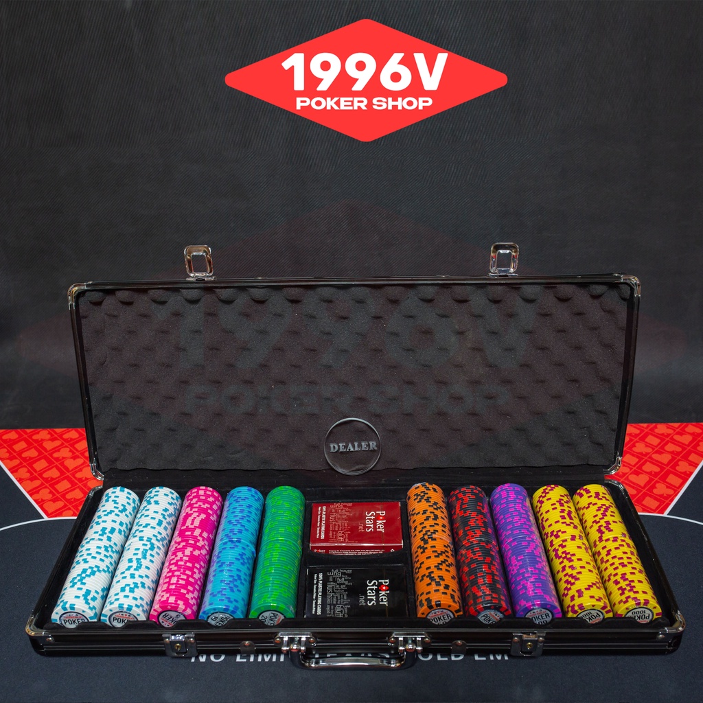 Vali 300 chip Poker có số, phỉnh Tournament Poker chip set Pocker đất nung - 1996V Poker Shop