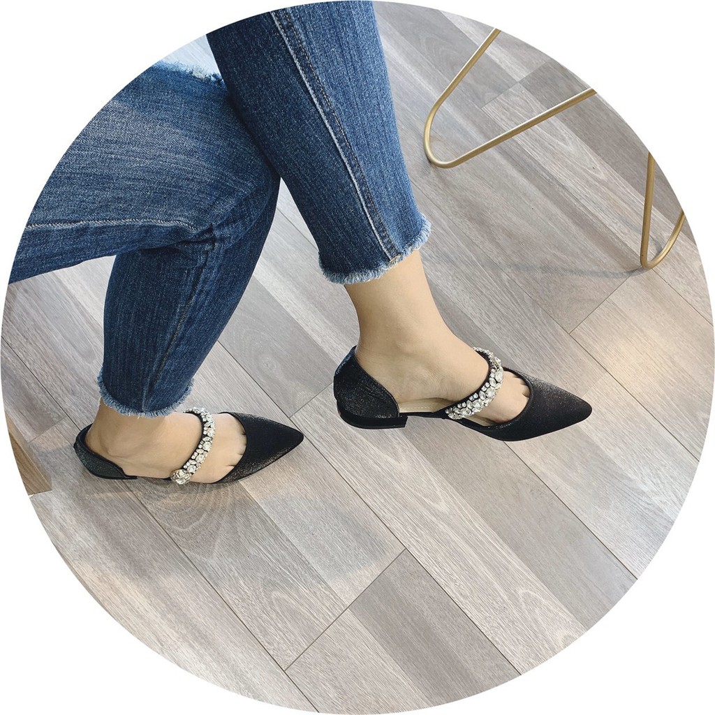 [SIÊU PHẨM MỚI VỀ] GIÀY BÚP BÊ NỮ LỤA BÓNG QUAI NGANG ĐÍNH ĐÁ LỚN SIÊU HOT HIT KÈM ẢNH CHỤP THẬT | BigBuy360 - bigbuy360.vn