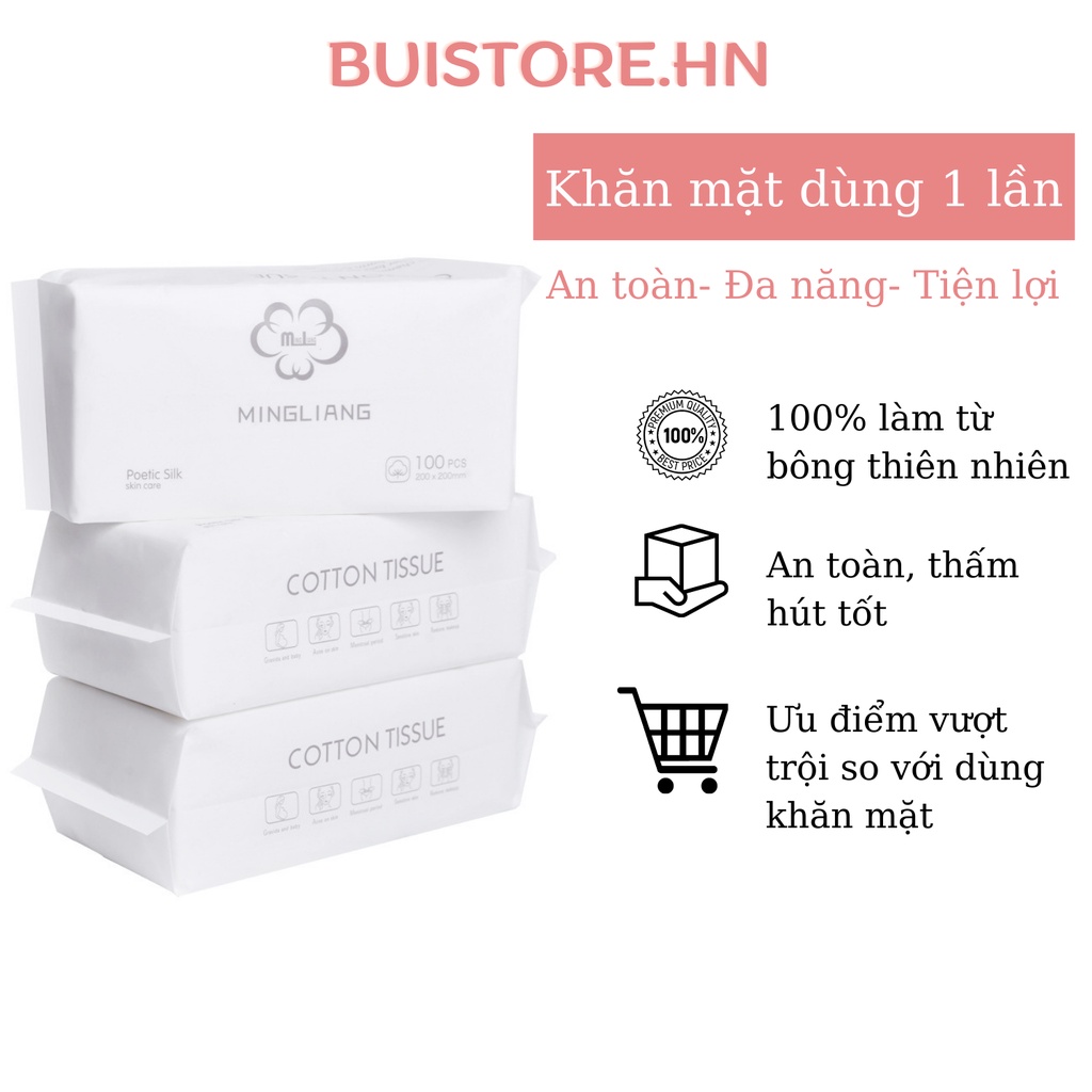 Khăn mặt khô dùng 1 lần lau khô, lau ướt - Giấy đa năng tiện lợi, bông tẩy trang, làm sạch