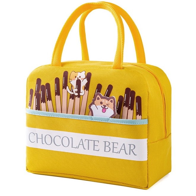 Túi đựng hộp cơm vải Oxford CHOCO SIZE LỚN lót giấy nhôm (size 23x13x19cm), túi đựng thức ăn chống thấm nước