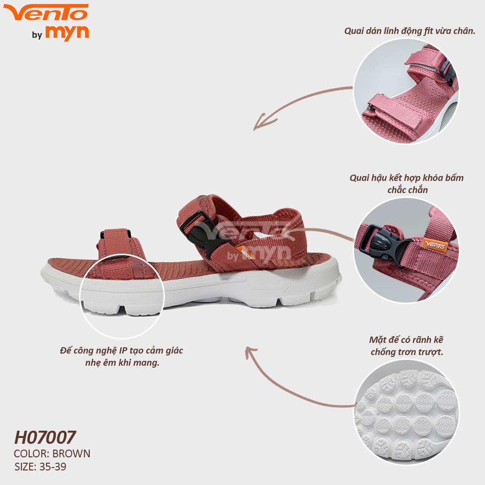 Giày Sandal Vento Nữ - Streetstyle - H07007 - Nâu (Hồng Đậm)