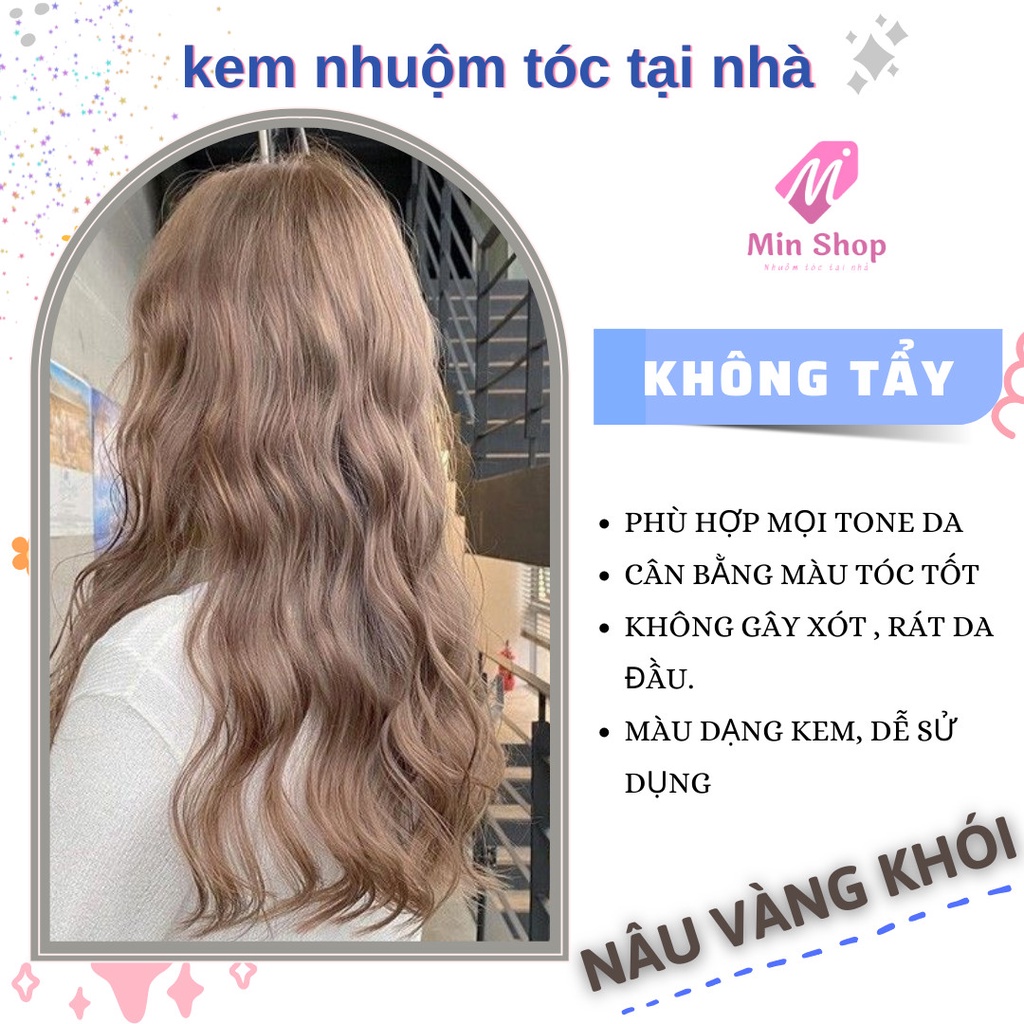 Thuốc nhuộm  tóc màu nâu vàng khói, tặng kèm õy trợ dưỡng và bao tay