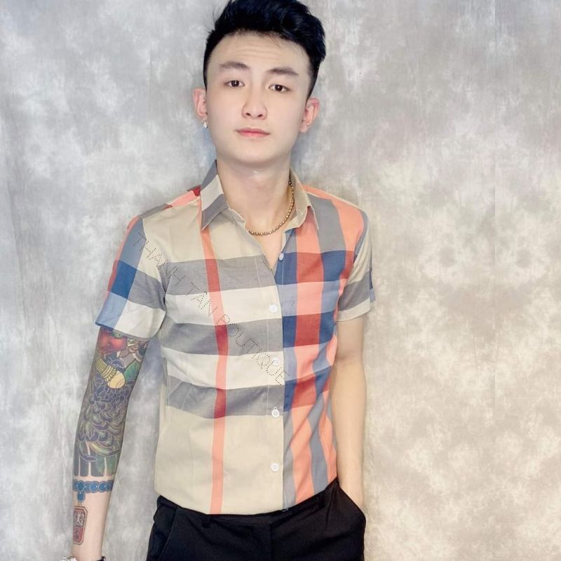 Áo sơ mi nam ngắn tay BBR kẻ nhiều màu caro ,chất liệu cotton thoáng mát, không nhăn, không bai xù