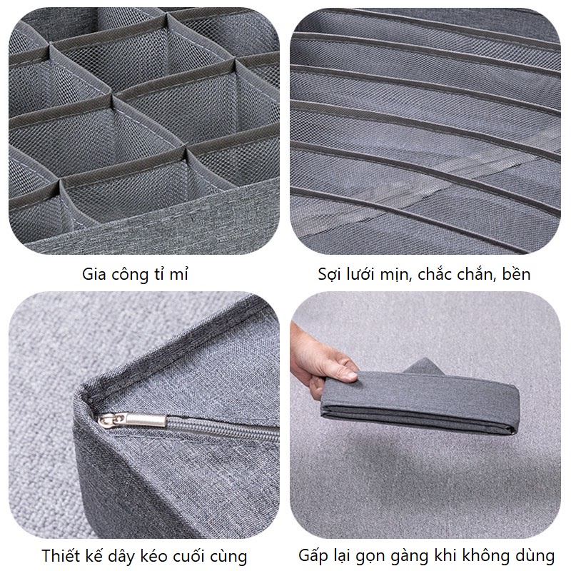 Hộp đựng quần áo nhiều ngăn tiện lợi, hộp đựng đồ lót xếp gọn tủ quần áo