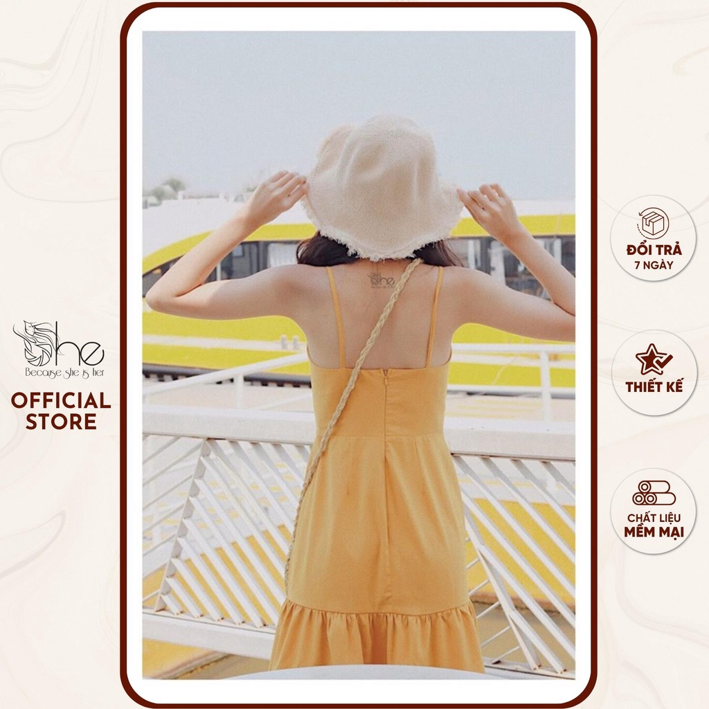 Đầm nữ Cami hai dây đi biển She, đầm hai dây ngắn mút ngực đi chơi nữ SD756