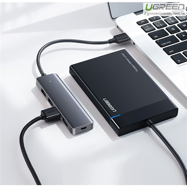 Hub chia 4 cổng USB 3.0 hỗ trợ cấp nguồn Micro USB chính hãng Ugreen 50985 cao cấp