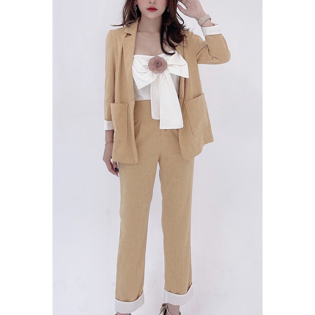 [Mã FAMALLT5 giảm 15% đơn 150k] Áo vest dài túi ốp phối tay - 20Again