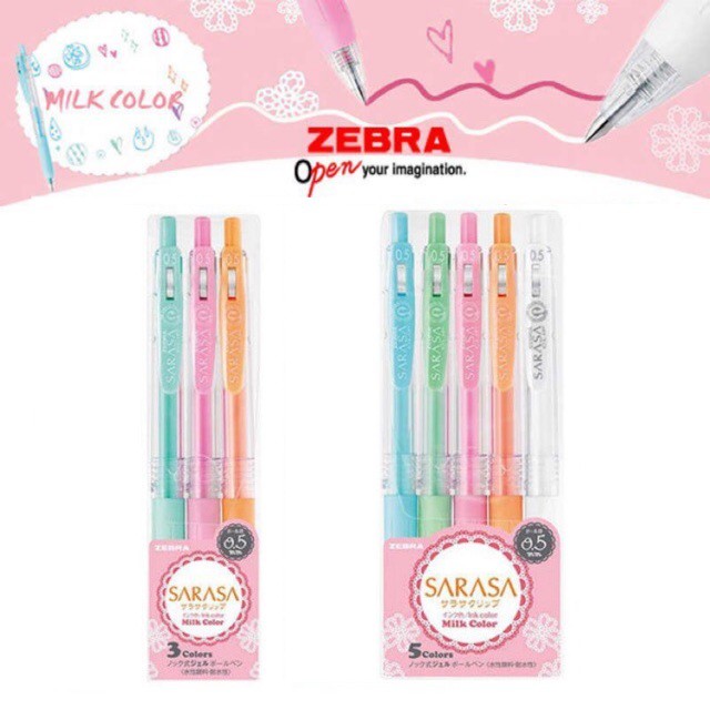 Set 3 - 5 bút Zebra Sarasa Clip Milky