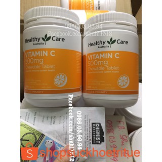(Mẫu mới) Healthy Care Vitamin C 500mg 500 viên Úc - đủ bill Chemist thumbnail