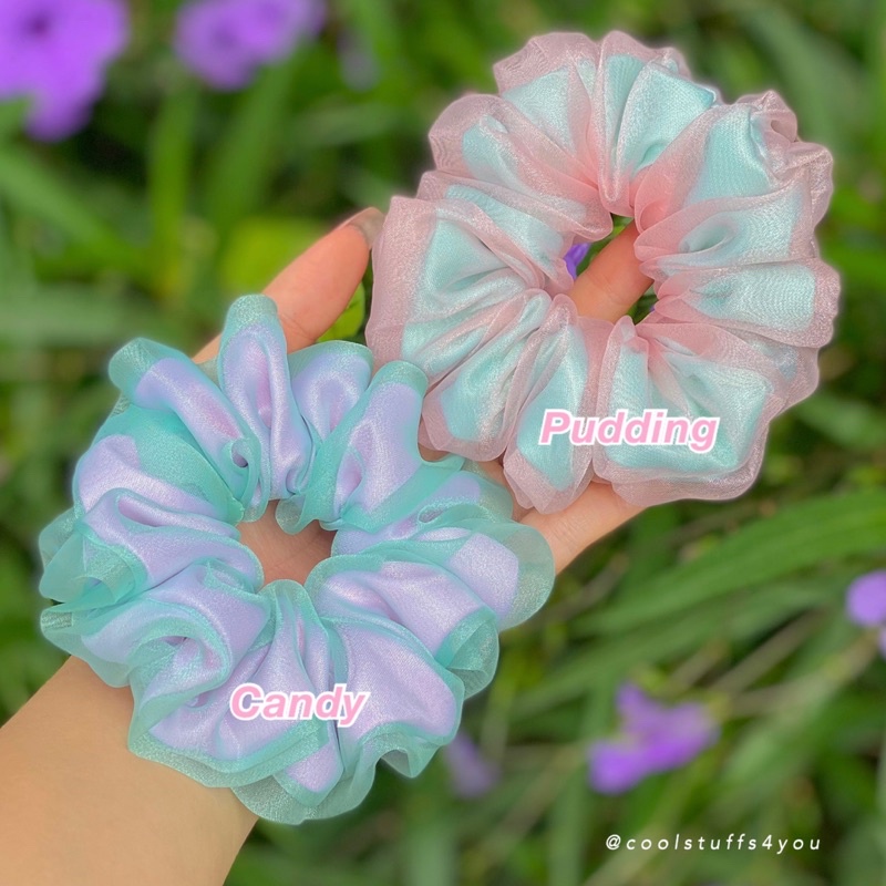 Đồ buộc tóc scrunchies 2 lớp phối màu mới