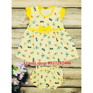 Set 4 đầm thun kèm chip bé gái