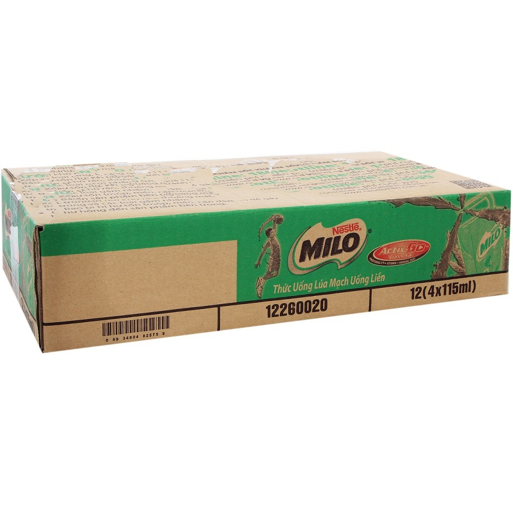 Thức uống lúa mạch uống liền Milo Nestlé thùng 48 hộp x 115ml (date 7.2020) | BigBuy360 - bigbuy360.vn