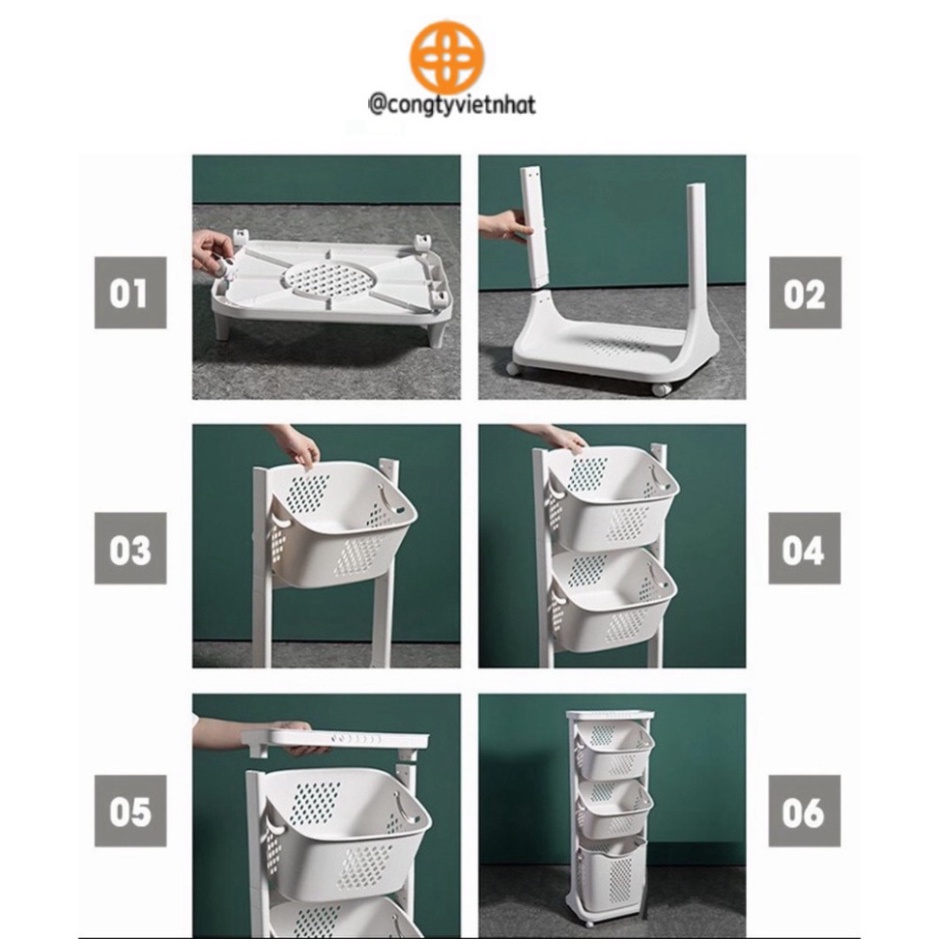 Kệ đựng đồ đa năng 3 tầng có bánh xe Sơn Nhựa