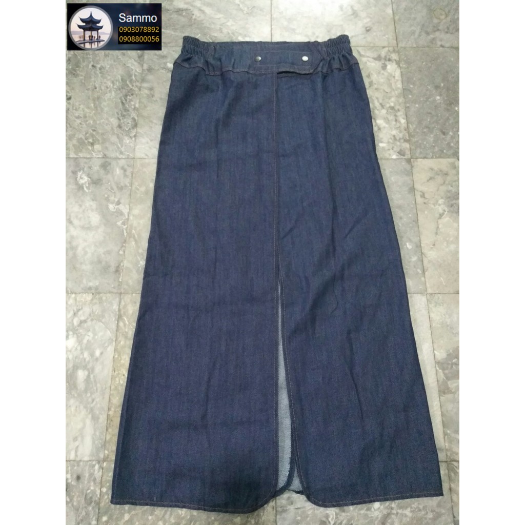 Váy Chống Nắng JEAN Nút Xẻ Tà Nút Bấm Thông Minh 2 In 1