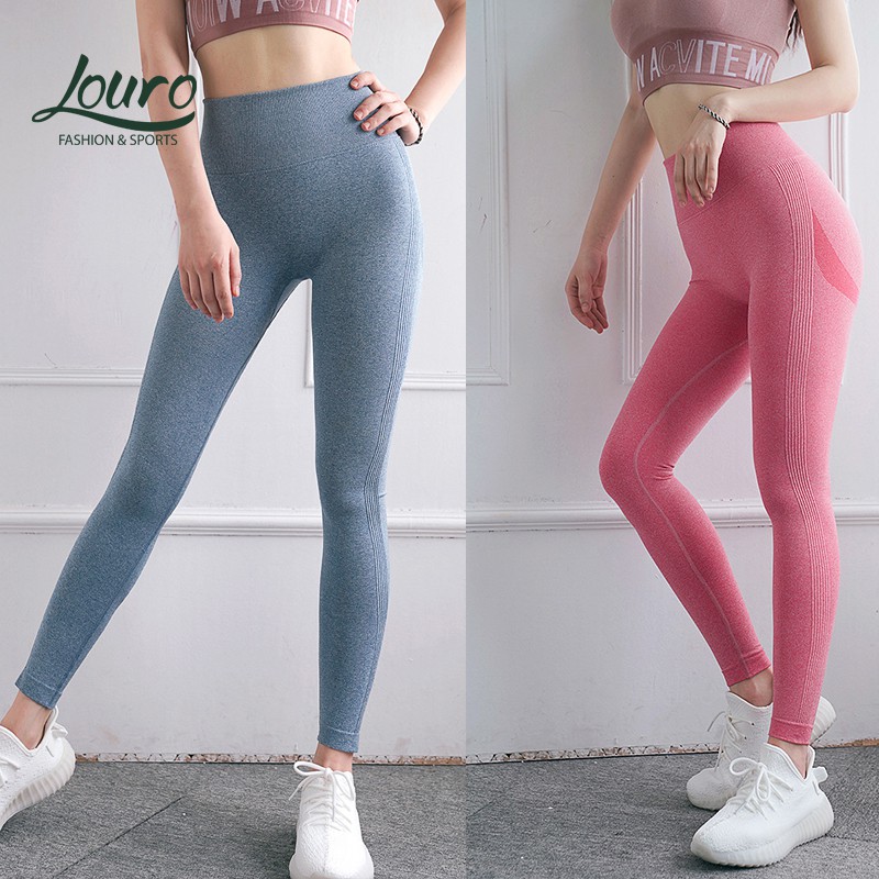 Quần legging nâng mông Louro QL104, kiểu quần tập thể thao, thể dục, Gym, Yoga nữ chun mông cạp cao, chất liệu co giãn