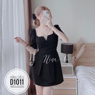 (Bigsize 60-90kg) Đầm cổ V dây xích ( video cận chất)